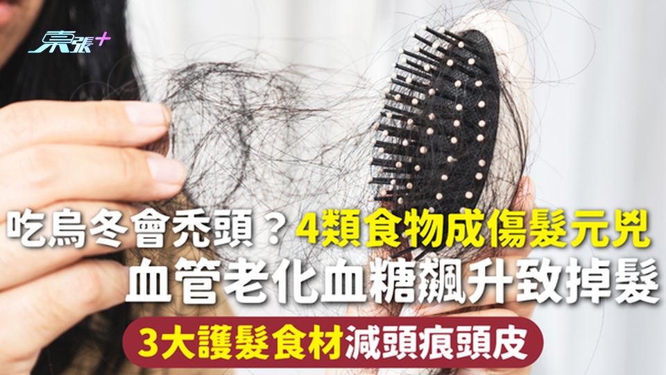 頭髮健康｜吃烏冬會禿頭？4類食物成傷髮元兇 血管老化血糖飆升致掉髮 3大護髮食材減頭痕頭皮