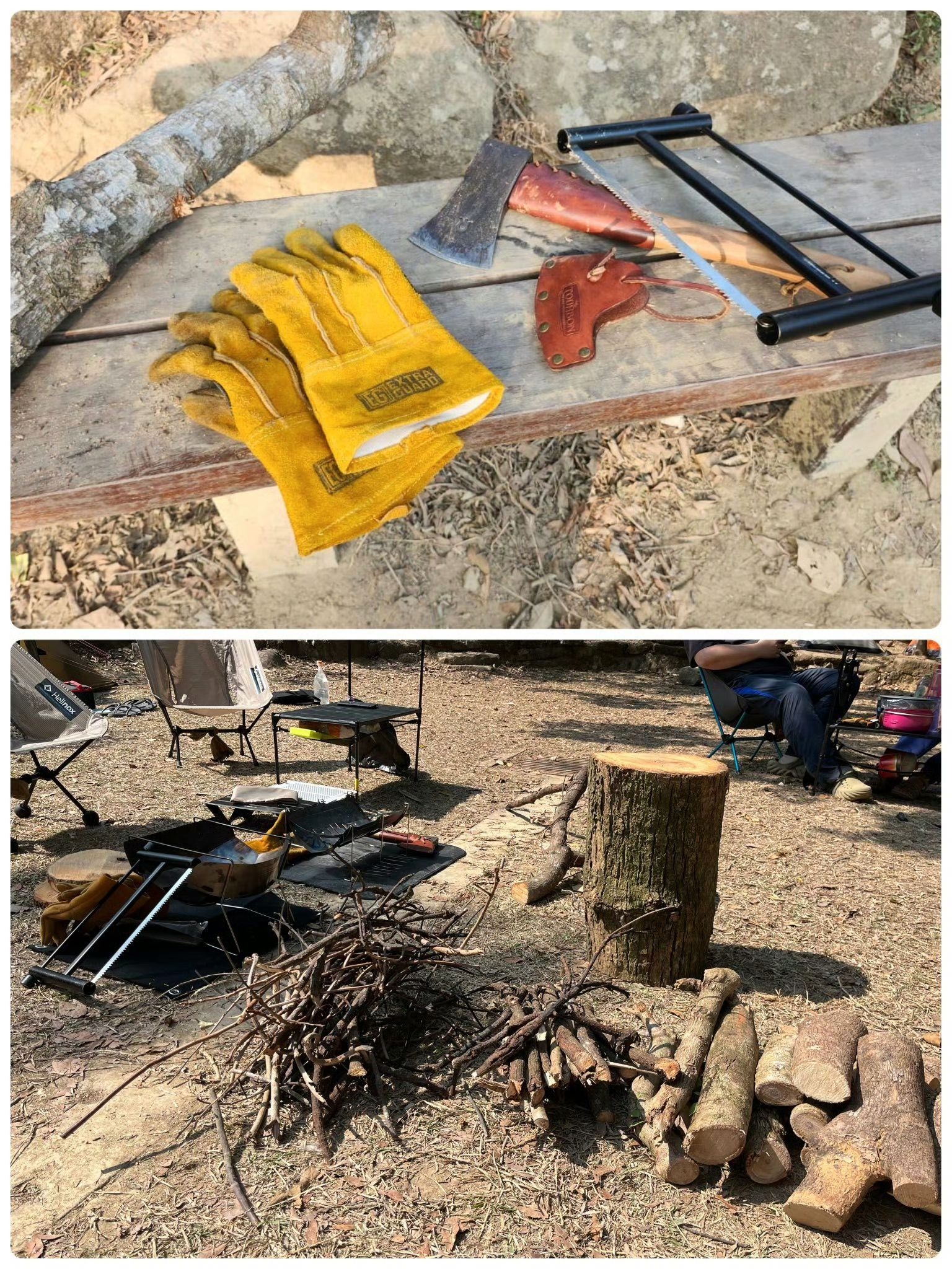 東張西望報料｜內地旅客露營疑伐木生火煮食　帶齊工具營地煮鮑魚 （微博圖片）