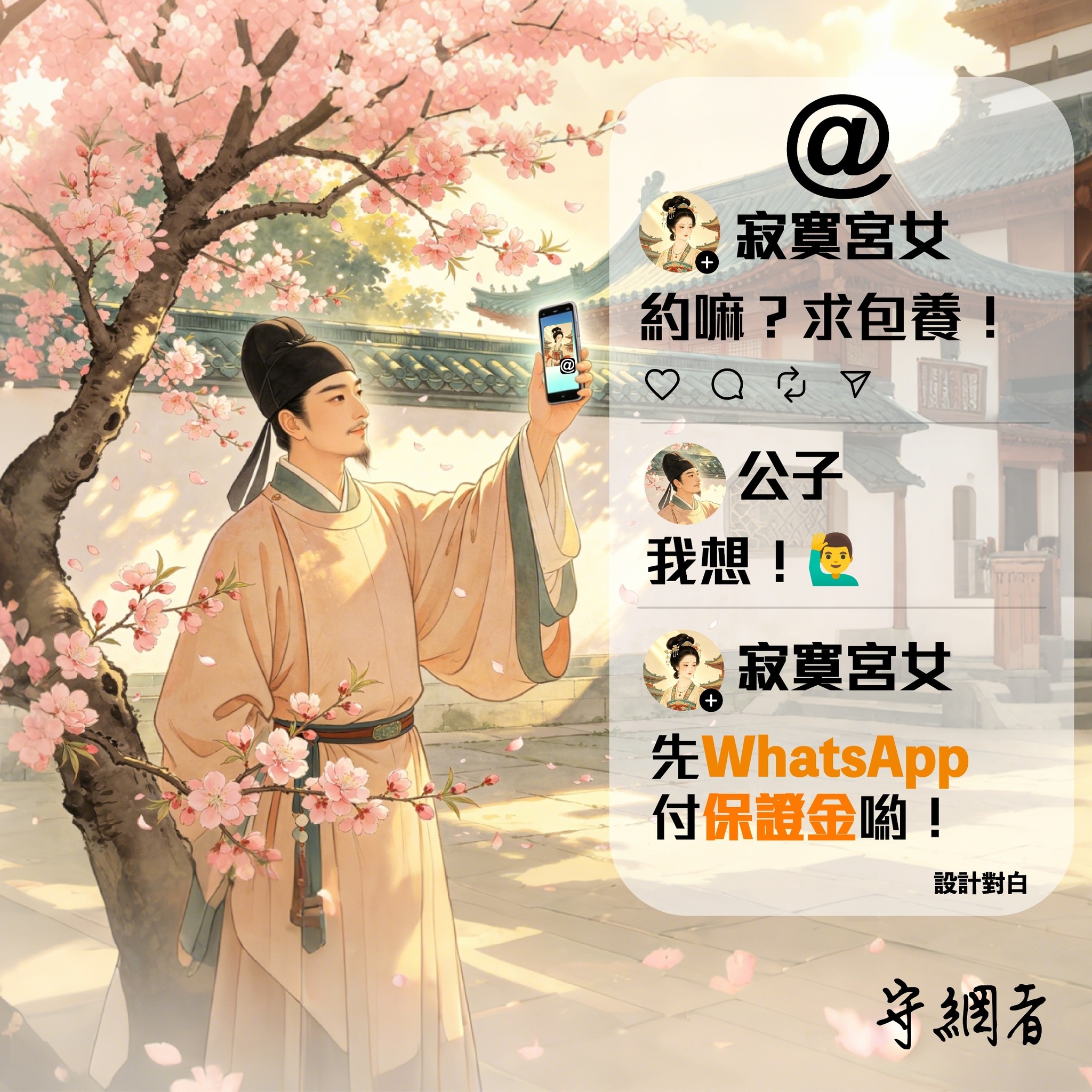 青少年在社交平台看到「求包養」帖文一時心動留言，結果誤墮援交騙局。(守網者Facebook)