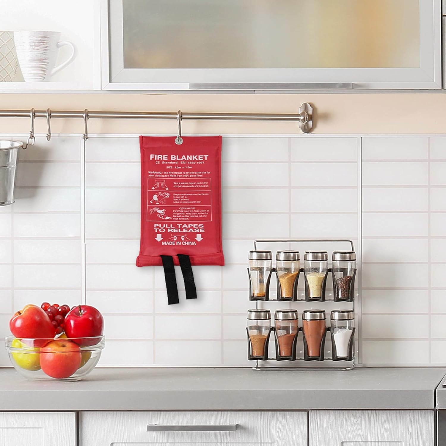 Emergency Fire Blanket for Home - 4 Pack Fire Suppression Flame Retardant Survival Safety Cover Fiberglass Fireproof Blanket for Kitchen Home School House Fireplace Car Office Warehouse 3.3ft x 3.3ft