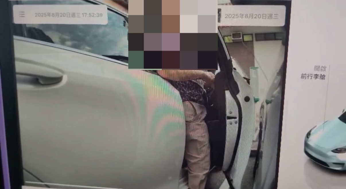 車Cam直擊｜阿叔千辛萬苦行出車門原來為隨地小便，過程全被拍下。（網上影片截圖）