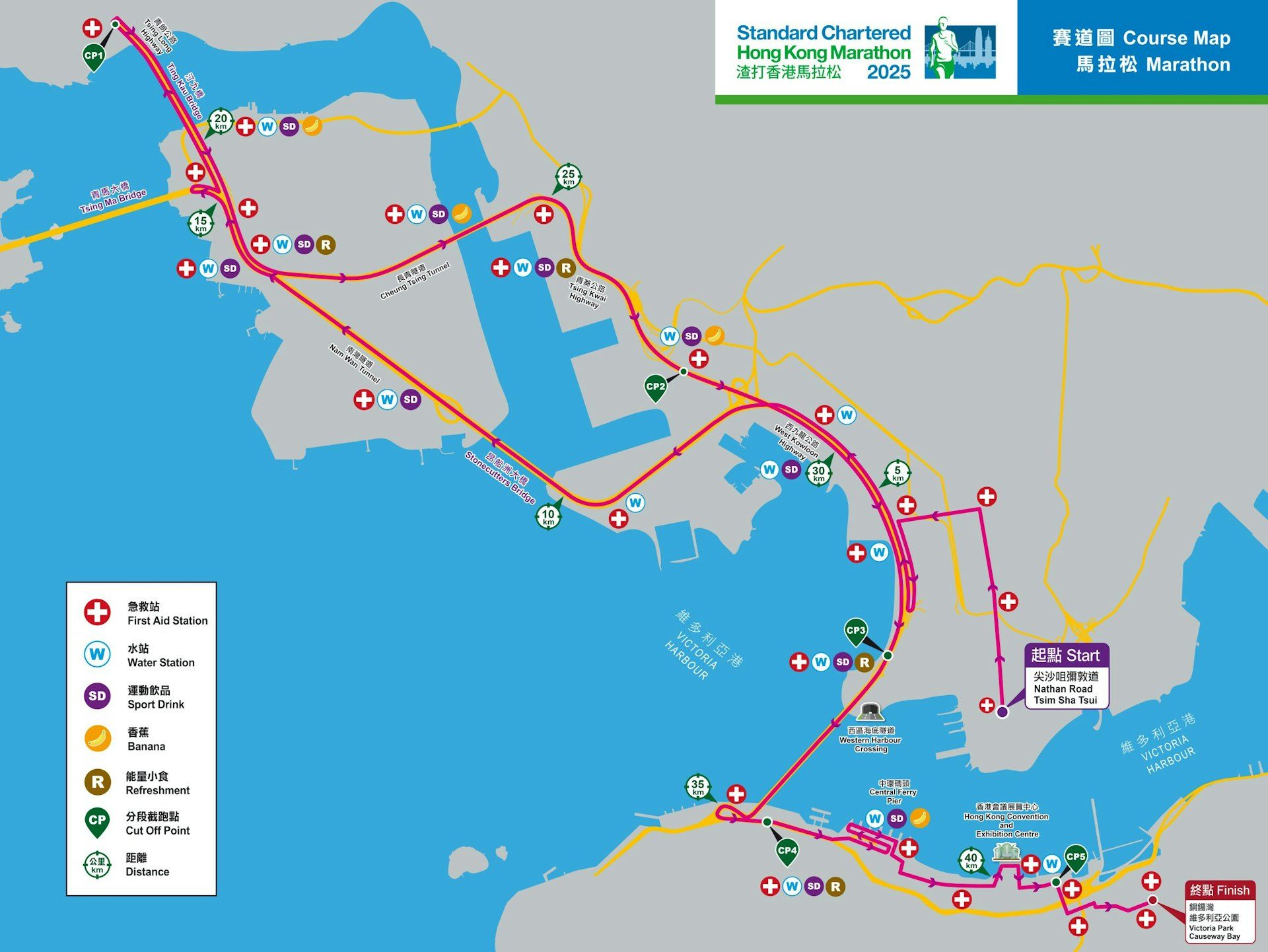 渣打馬拉松2025｜路線圖