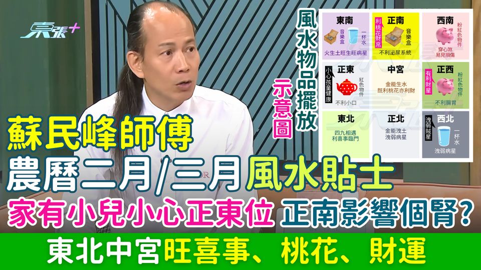蘇民峰師傅農曆二月/三月風水貼士 家有小兒小心正東位 正南影響個腎?東北中宮旺喜事桃花財運