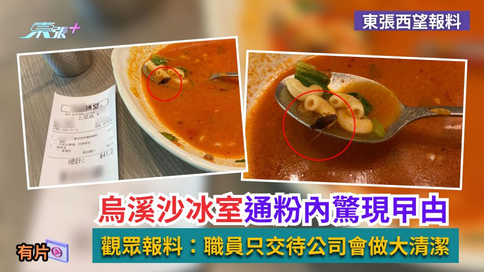 東張西望報料｜烏溪沙冰室通粉內有曱甴　觀眾報料：職員只交待公司會做大清潔