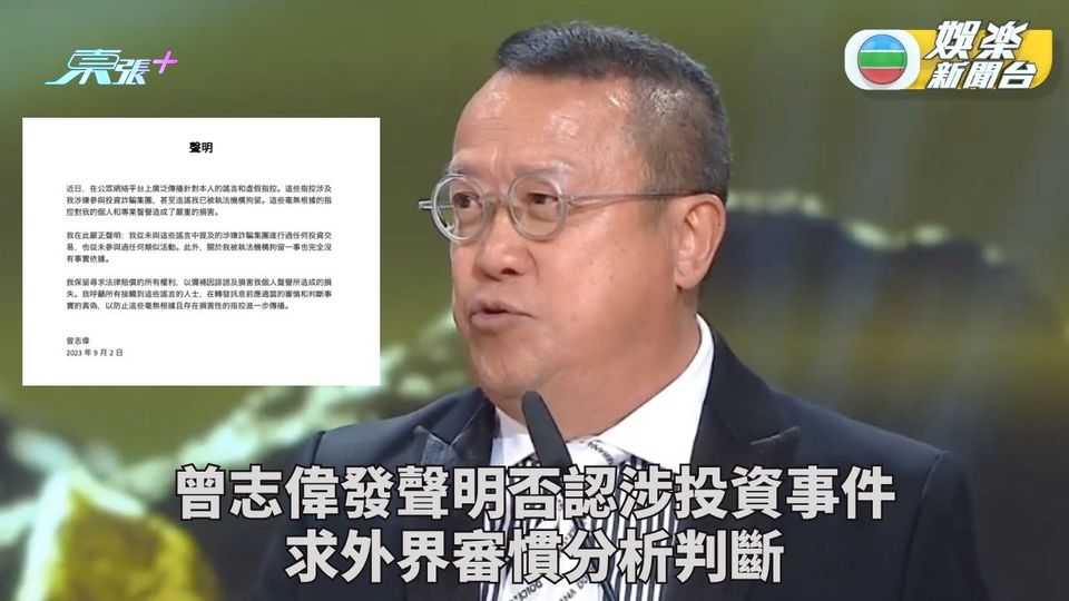 曾志偉聲明否認涉及投資事件