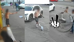 元朗食店男子將白色膠袋丟出馬路 用腳踢後膠袋跌出一隻死老鼠