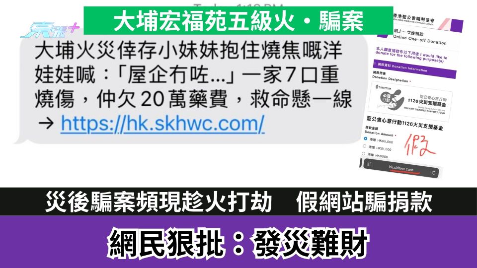 大埔宏福苑五級火·騙案｜假網站騙捐款　網民狠批：發災難財
