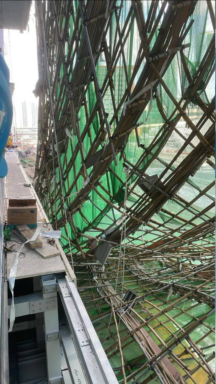 啟德醫院地盤冧棚架。(東張+)