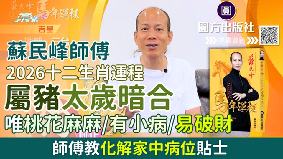 蘇民峰師傅2026十二生肖運程 屬豬太歲暗合 唯桃花麻麻/有小病/易破財 師傅教化解家中病位貼士