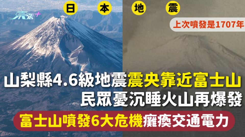 日本地震 | 山梨縣4.6級地震 震央近富士山 民眾憂沉睡火山再爆發 富士山噴發6大危機癱瘓交通電力