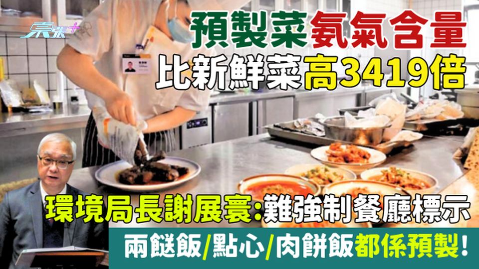 預製菜｜氨氣含量比新鮮菜高3419倍 兩餸飯/點心/肉餅飯都係預製! 環境局長謝展寰：難強制餐廳標示