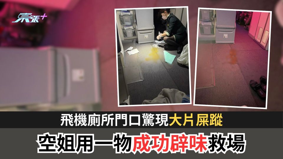 飛機廁所門口驚現大片屎蹤　空姐用一物成功辟味救場