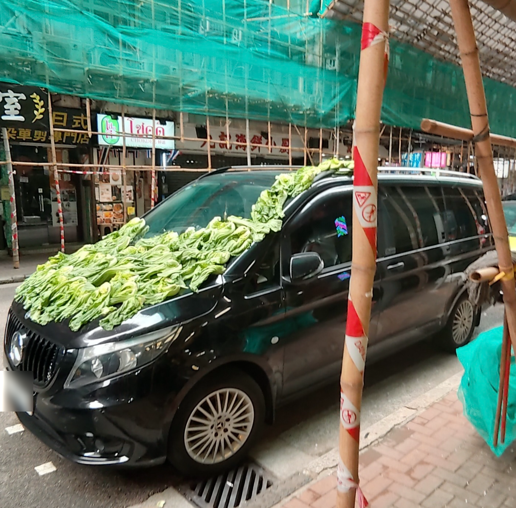 東張西望報料｜私家車鋪滿蔬菜曬太陽疑曬菜乾　觀眾：新款花車定擋陽板？