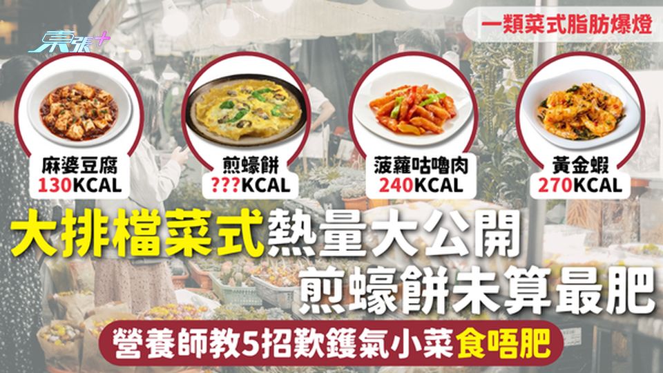 大排檔菜式熱量大公開 煎蠔餅未算最肥 一類菜式脂肪爆燈 營養師教5招歎鑊氣小菜食唔肥