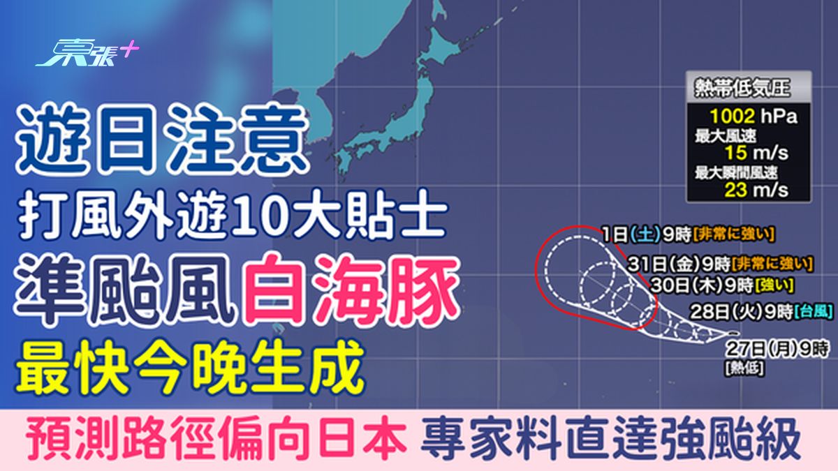 遊日注意｜打風外遊10大貼士！準颱風白海豚將生成 預測路徑偏向日本 專家料直達強颱級