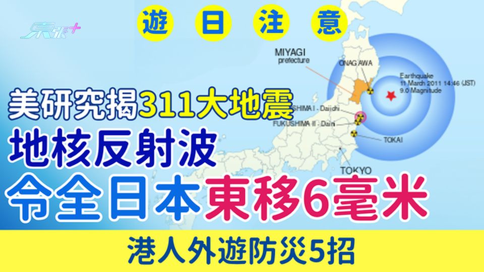 遊日注意｜美研究揭311大地震驚人能量！「地核反射波」令全日本東移6毫米 附港人外遊防災6招