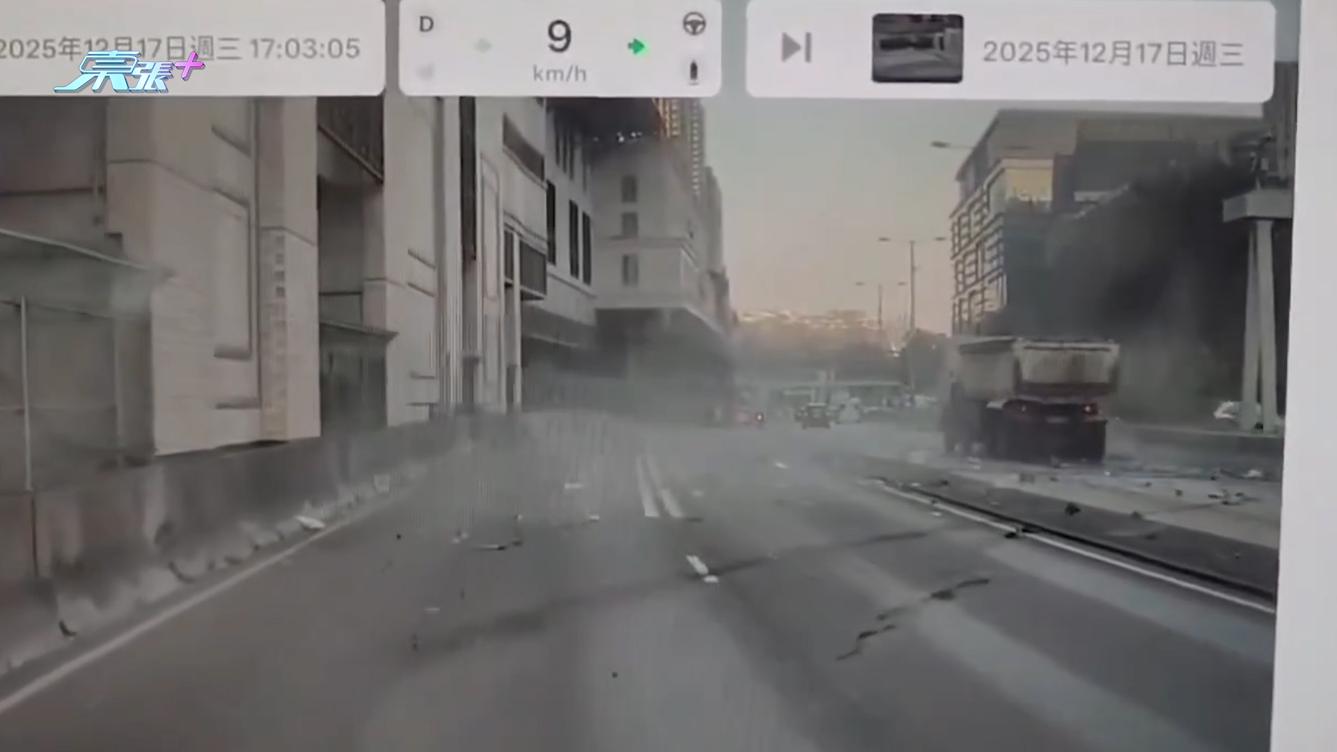 車Cam直擊｜泥頭車閃避鐵騎士玩「甩尾亂舞」　貨Van慘遭攔腰