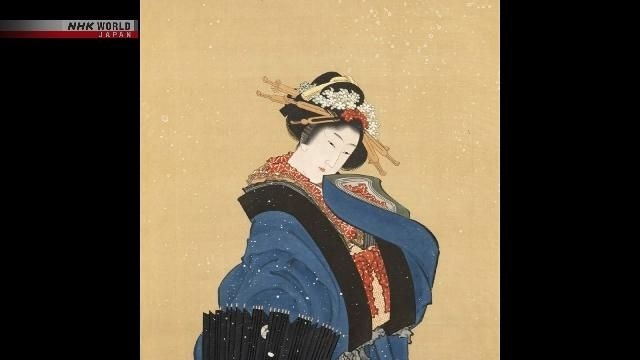 這次拍賣的是葛飾北齋的一幅手繪作品，名為《雪中美人圖蜀山人讚》。（網上圖片）