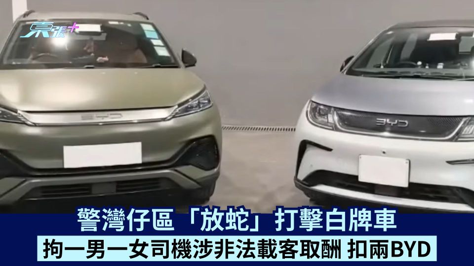 警灣仔區「放蛇」打擊白牌車 拘一男一女司機涉非法載客取酬 扣兩BYD