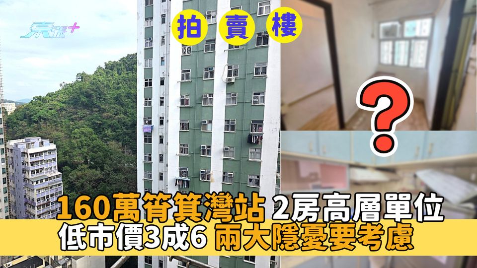 拍賣樓｜160萬筲箕灣站2房高層單位 低市價3成6 兩大隱憂要考慮